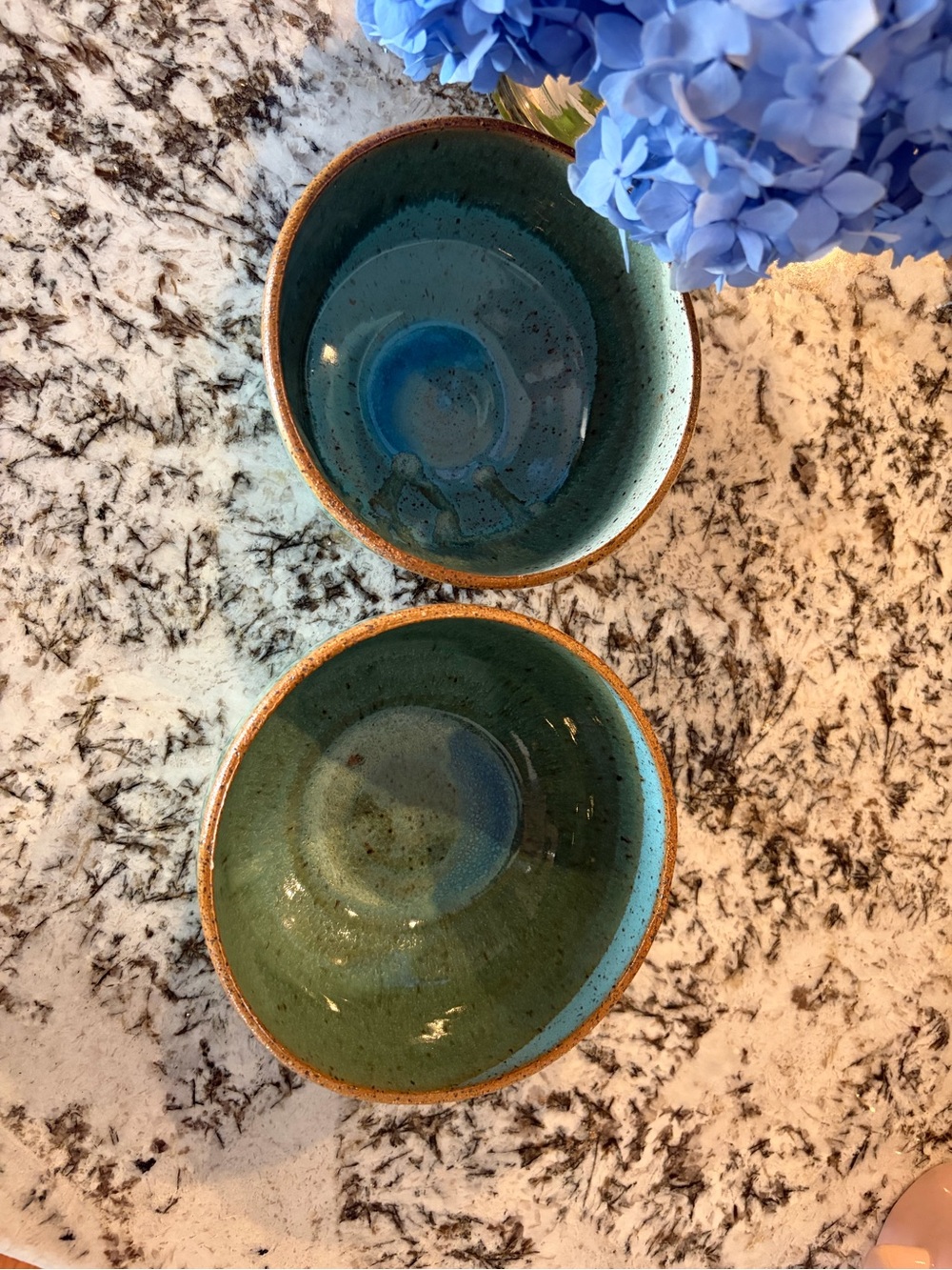 Handmade Ceramic Bowls in Teal and Aqua